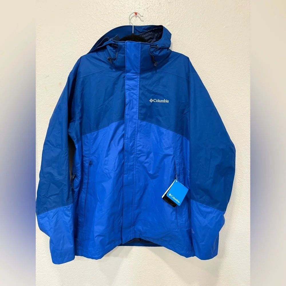 Columbia Cascade Peak Interchange Jacket Men's L Blue Omni-Tech Waterproof NWT
